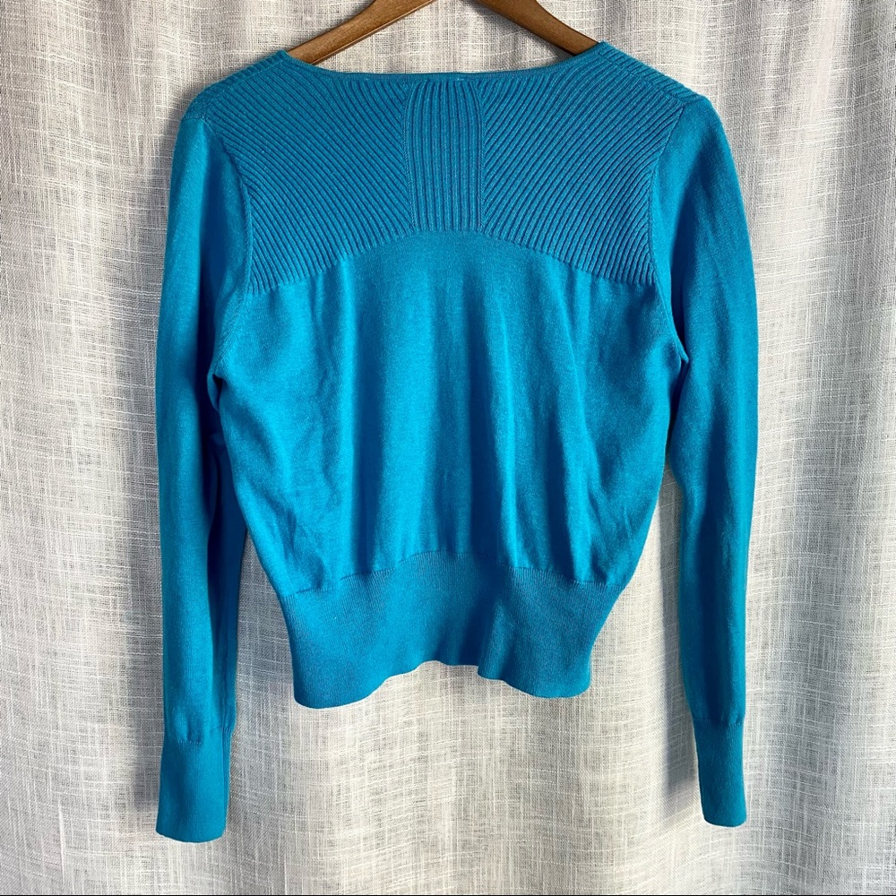 CAbi Ribbed Turquoise Cardigan Sweater - Picture 4 of 5